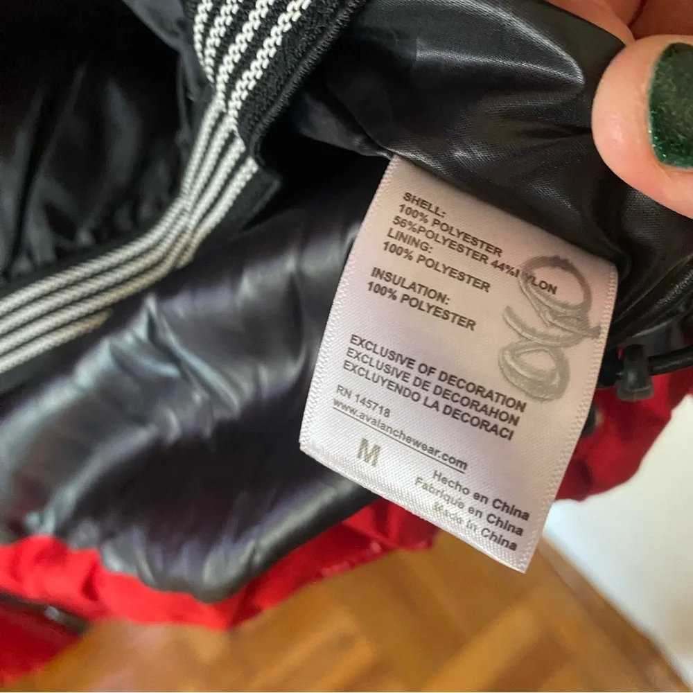 Avalanche Outdoors Supply Company Red Puffer Jacket with Black Faux Fur Trim